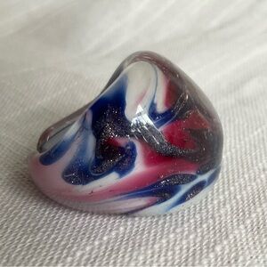 Vintage Lucite Plastic Glitter Swirl Ring | Size 6.5